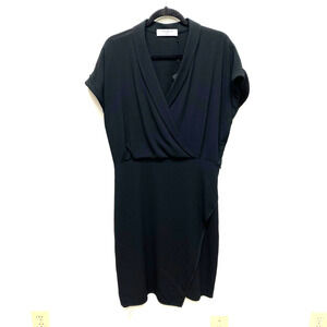 MM Lafleur Womens Black V-Neck Cuffed Short Sleeve Career Tory Wrap Dress 14